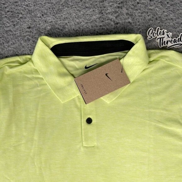 Nike Dri-Fit Tour Golf Heather Polo Size Large Men Lemon Twist FJ1643-736 - Picture 4 of 5